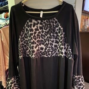 Plus Emerald collection black and leopard sweater